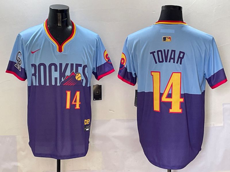 Men Colorado Rockies 14 Tovar Purple blue Joint Name 2025 Nike MLB Jersey style 3
